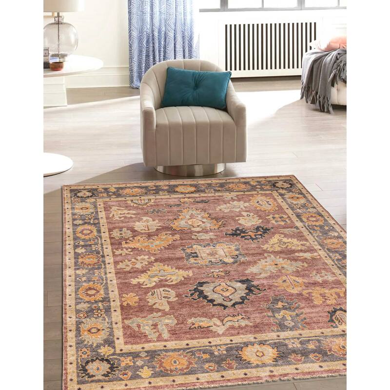 ECARPETGALLERY Hand-knotted Modern Oushak Dark Violet Wool Rug - 8'0 x 9'11