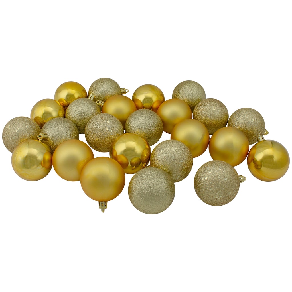 24ct Vegas Gold Shatterproof 4-Finish Christmas Ball Ornaments 2.5"