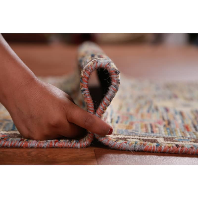Hand Knotted Oriental 100% Wool Carpet Transitional Floral Multi-Colored Oushak Runner Rug - 19' 11'' X 2' 7''