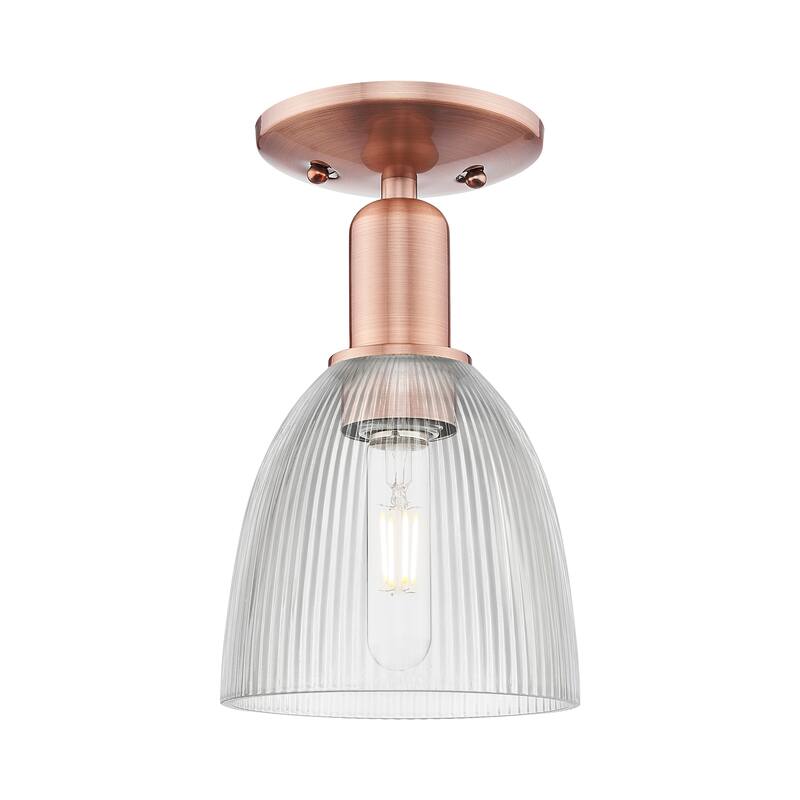 Innovations Lighting Endless Possibilities Arcadia - Castile - 1 Light 6" Semi-Flush Mount - Clear/Antique Copper
