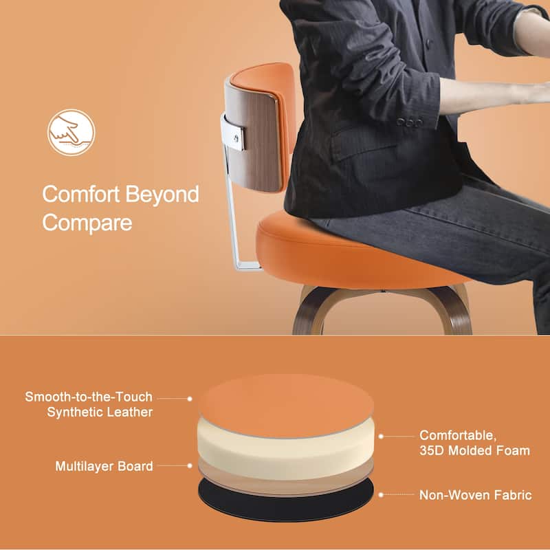 Upholstered Wood Swivel Bar/ Counter Stools, Set of 3