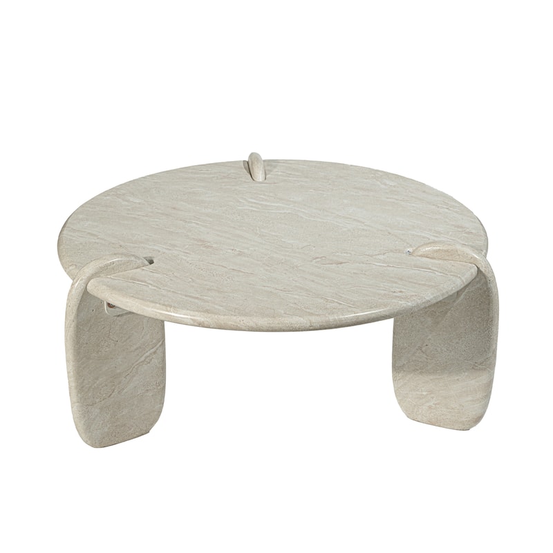 Grover Outdoor Faux Stone Coffee Table in White