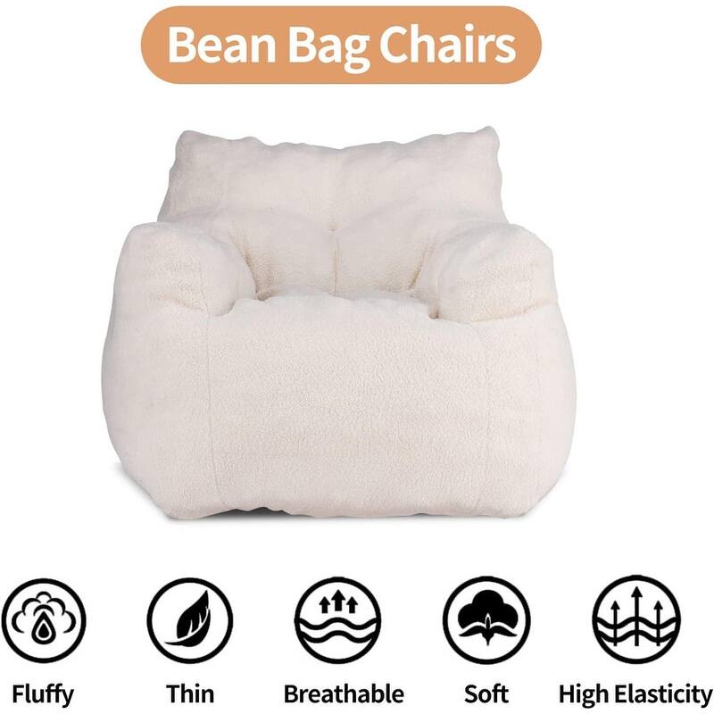 Bean Bag Chair, Ultra Soft Fur Sack, Fluffy Lazy Sofa, Bean Bag Cover, Lounger Seat for Bedroom, Living Room, Adult, Teen