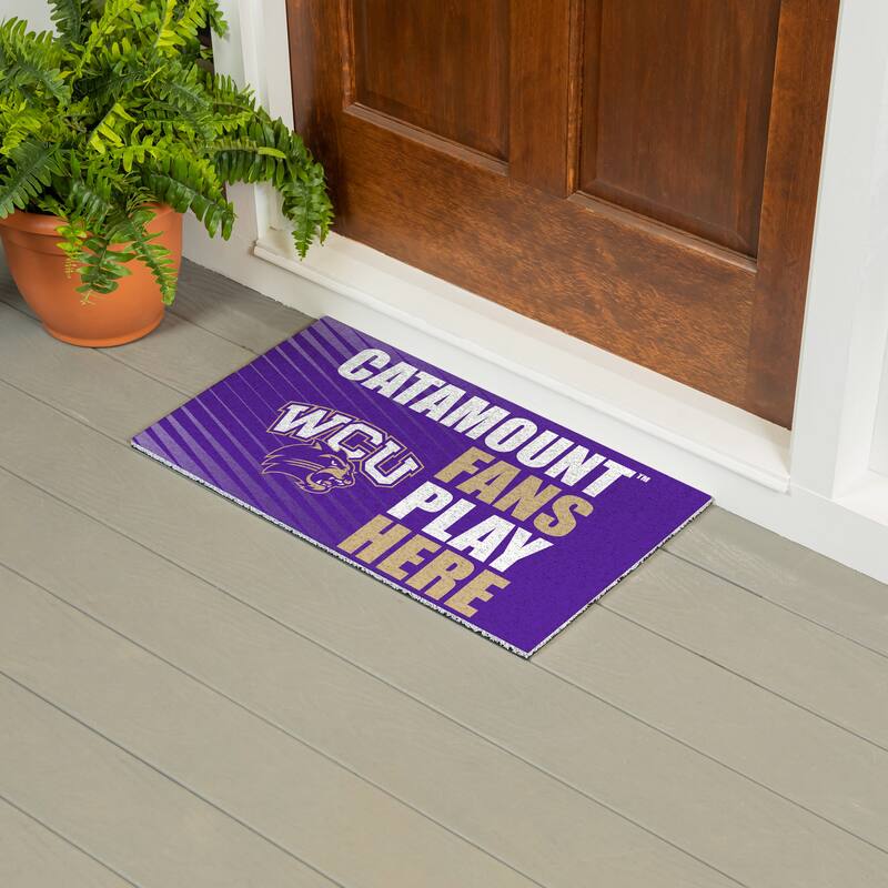 28 in. x 16 in. Western Carolina University "Fans Play Here" PVC Door Mat
