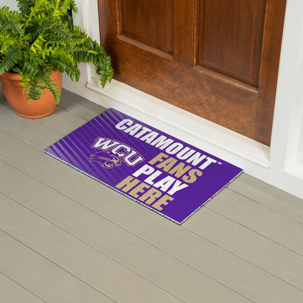 28 in. x 16 in. Western Carolina University "Fans Play Here" PVC Door Mat