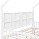 preview thumbnail 17 of 15, Full Size Kids Bed with Trundle and Back Shelf, Wooden House Frame with Roof and Play Area Design