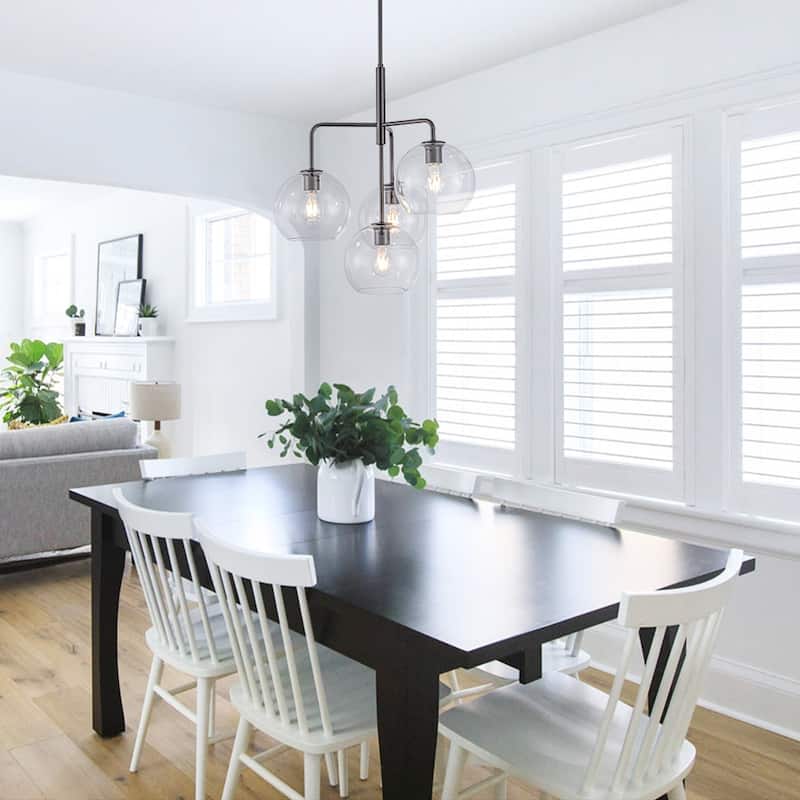 Contemporary Glass Globe 4-Light Sputnik Pendant Chandelier