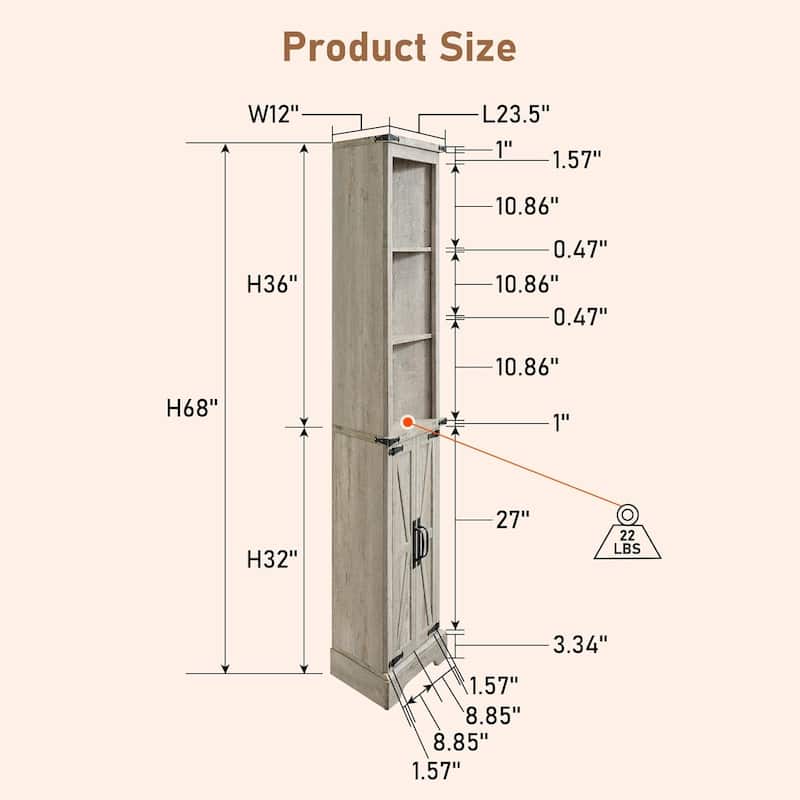 Farmhouse Corner Cabinet, 68" Tall Corner Cabinet, Corner Cabinet