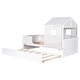 preview thumbnail 8 of 21, Twin Size House Low Loft Bed w/ Trundle Upholstered Platform Bed Frame