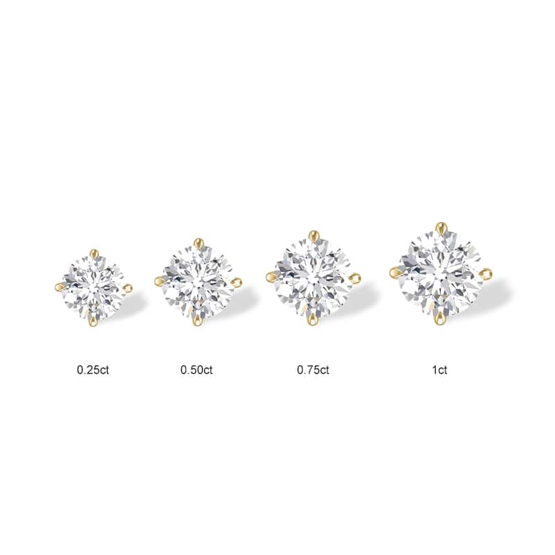 Marquee Lab Grown 1/2 Carat Round Solitaire Diamond Earrings in 14K Yellow Gold
