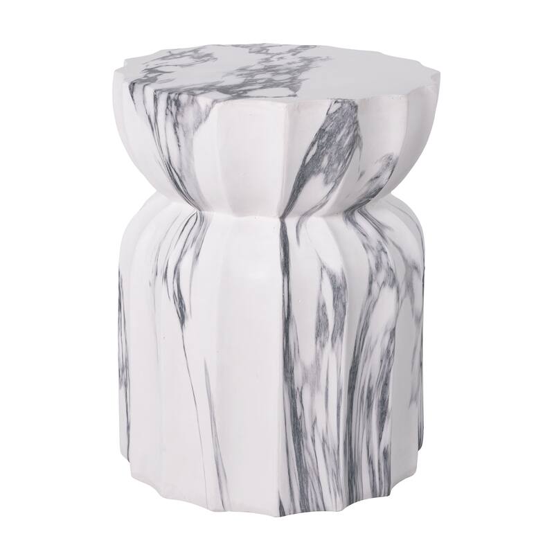 Christopher Knight Home - Modern Outdoor Lightweight Concrete Accent Side Table with Fluted Sculptural Hourglass Design