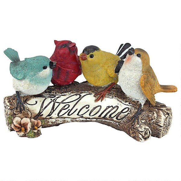 10" Welcome Bird Hand Painted Outdoor Garden Statue - N/A