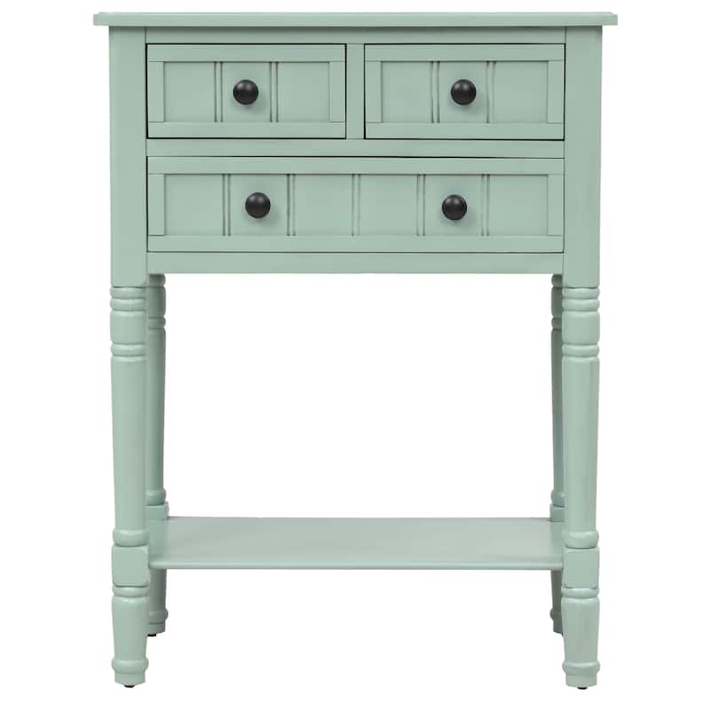 Narrow Console Table, Slim Sofa Table with Three Storage Drawers and Bottom Shelf
