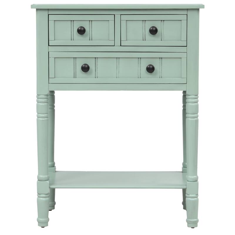 Narrow Console Table Slim Sofa Table with 3 Drawers and Bottom Shelf