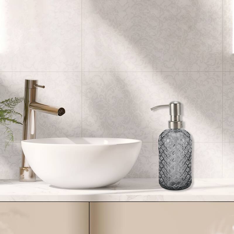 Simple Cylindrical Soap Pump Dispenser for Bath 400ml 1 Pcs - Gray Silver Tone