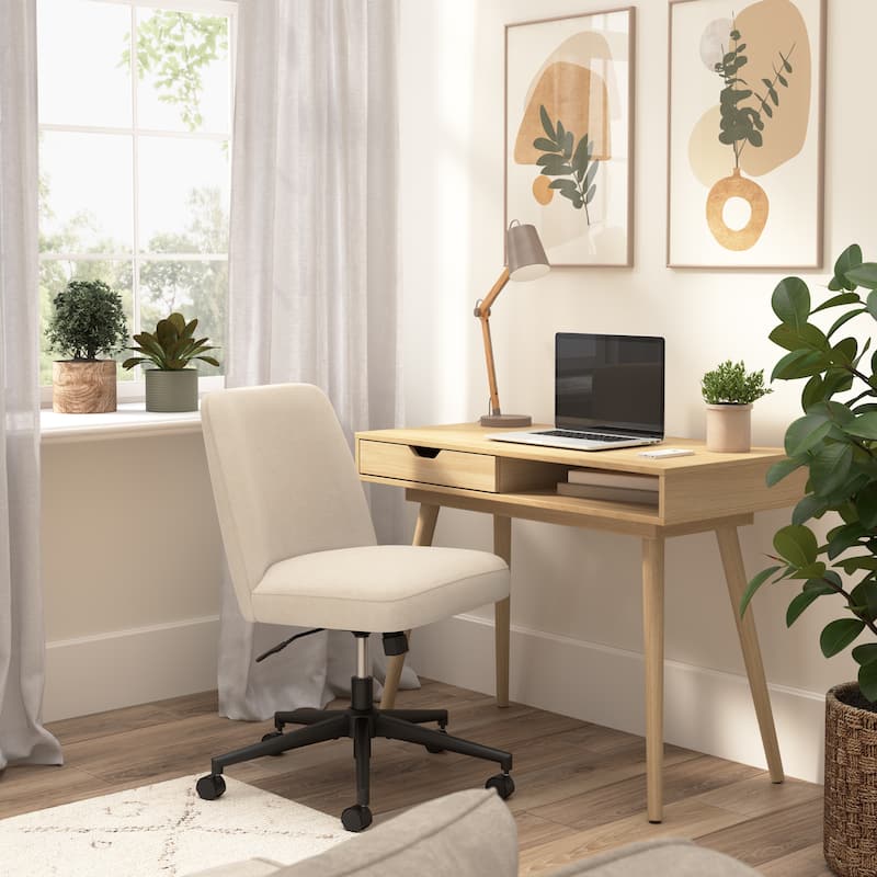 Bush Furniture Nora 40W x 20D Small Writing Desk and Chair Set - Natural Oak