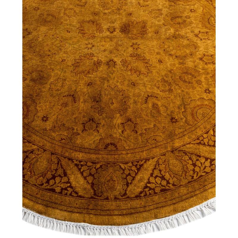 Overdyed One-of-a-Kind Hand-Knotted Area Rug - Gold - 5' 1" x 5' 1"