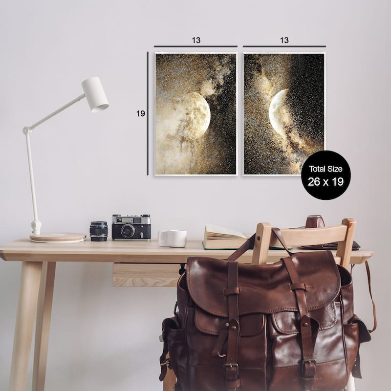 Stupell Moons with Starry Nebulas Wall Plaque Art Design By Gemma Bardot (Set of 2)