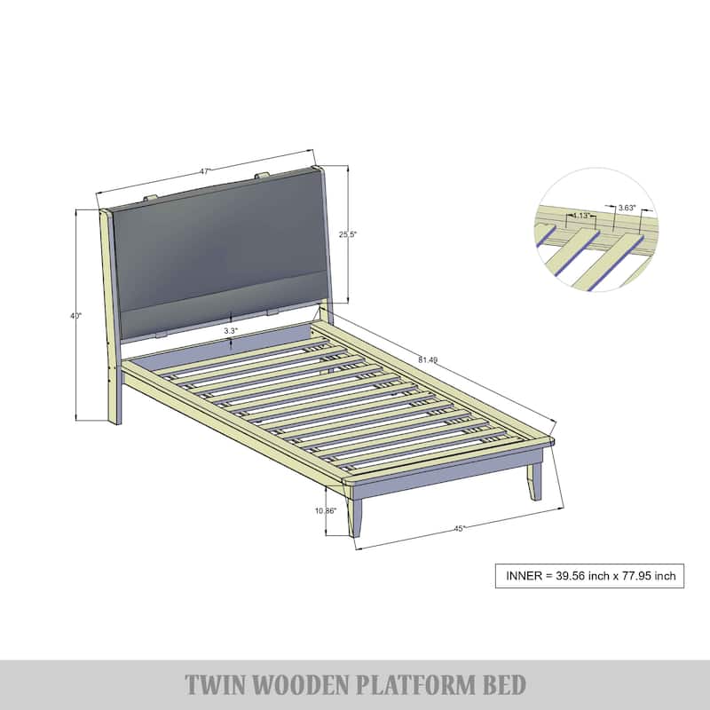 CraftPorch Mid-Century Wooden Platform Bed