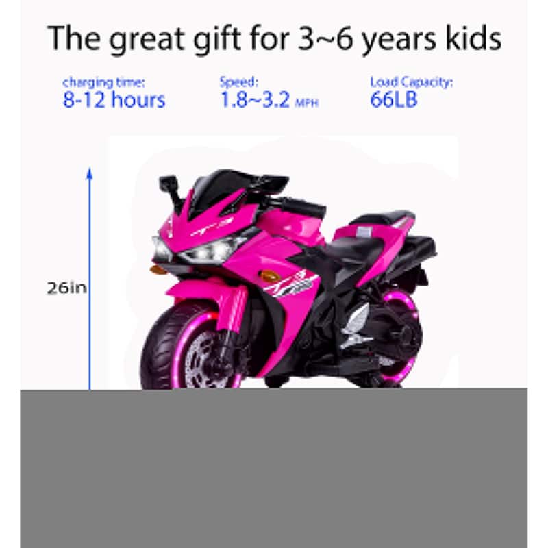 12V Kids Electric Motorcycle Ride On Toy with Manual Throttle Lights Music for Boys Girls Ages 3-8