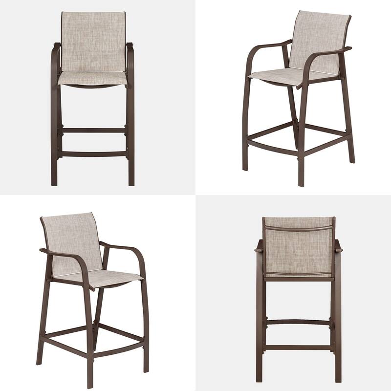 VredHom Outdoor Aluminum Bar Stool Set Patio Bar Chairs (Set of 2) - 21.7" W x 25.6" D x 43.7" H