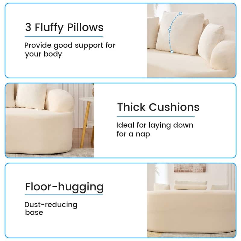 Mixoy Compact Loveseat Sofa with Chenille Upholstery,No Assembly Curved Couch for Small Spaces,Apartment