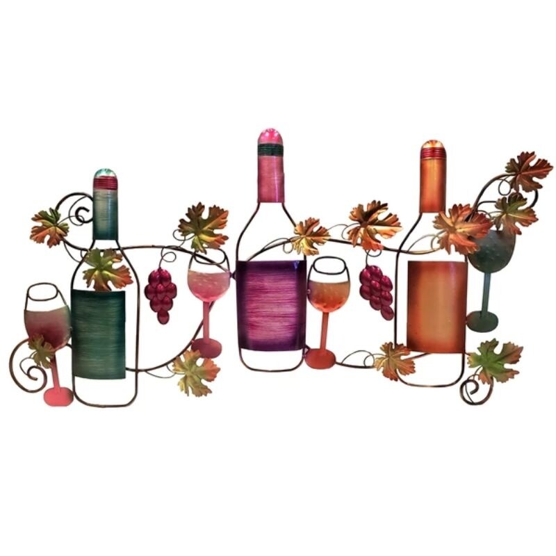 Shop Classy Metal Based Wine Wall Decor Multicolor Free