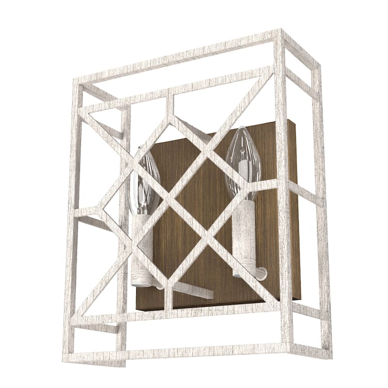 Hunter Langwood 2-Light Wall Sconce - Modern Farmhouse, Shabby Chic - Damp Rated - Bathroom, Laundry