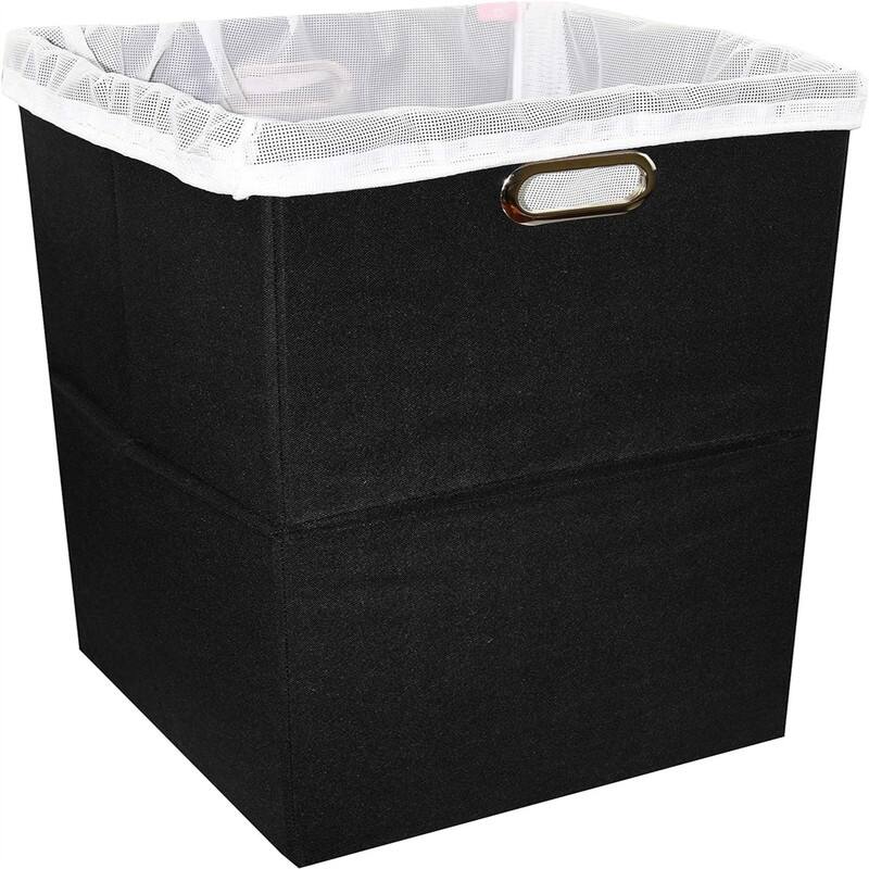Large Laundry Hamper With Laundry Bag Premium Durable Fabric - 15.74"L x 15.74"W x 25.6"H - Black