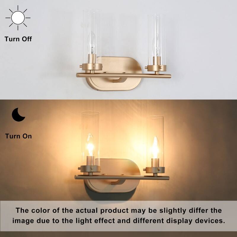 Modern 3-Light Gold Bathroom Wall Sconces Linear Glass Vanity Lights