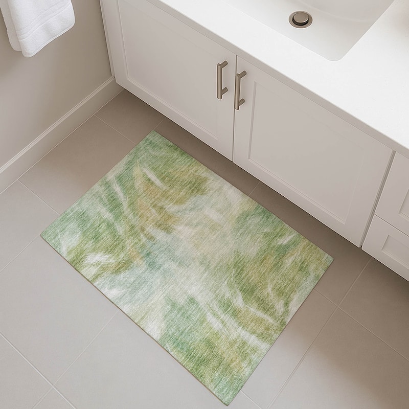 Premium Washable Super Soft Contemporary Blur Mayfield Rug - Green - 1'8" x 2'6"