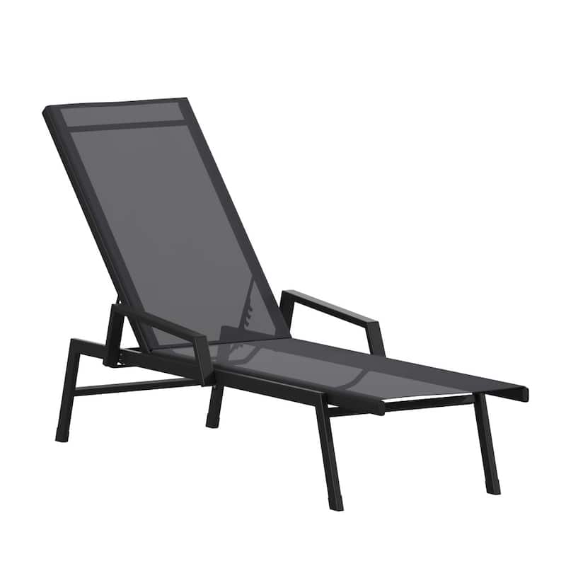 All-Weather Textilene Adjustable Chaise Lounge Chair with Arms
