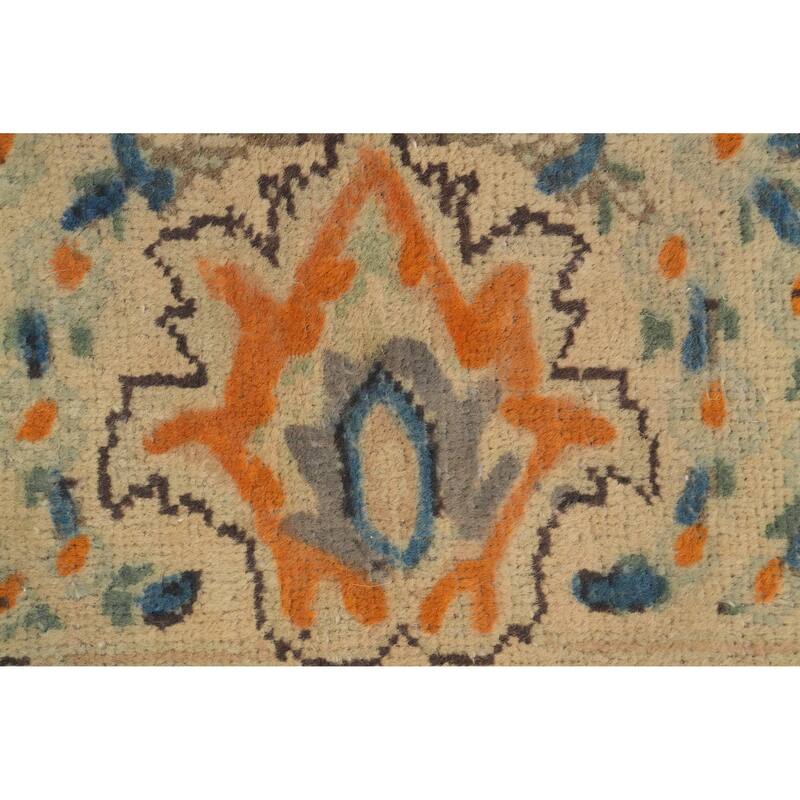 Hand Knotted Oriental 100% Wool Carpet Traditional Floral Beige & Ivories Tabriz Area Rug - 10' 5'' X 7' 5''
