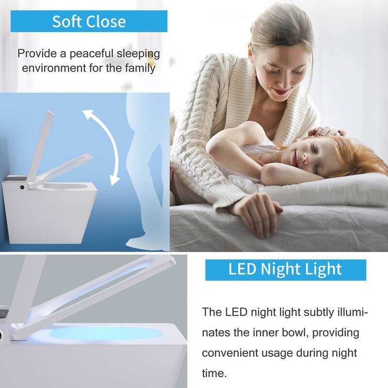 Giving Tree Smart Square 1.28 GPF One-Piece Floor Toilet with Heated Seat, Touching Control, Remote Control, Elongated