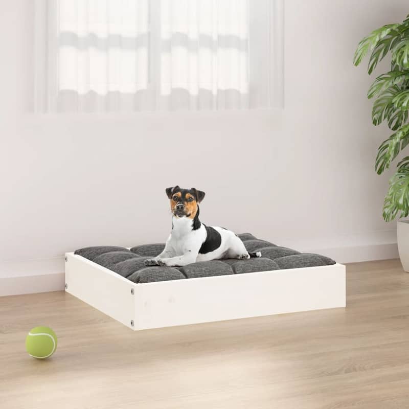 vidaXL Dog Bed 20.3"x17.3"x3.5" Solid Wood Pine - 20.3" x 17.3" x 3.5" - White