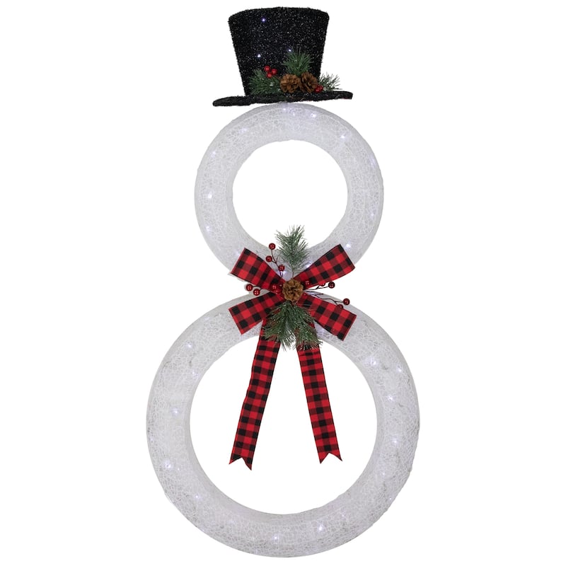 48" LED Lighted Wreath Snowman Outdoor Christmas Decoration
