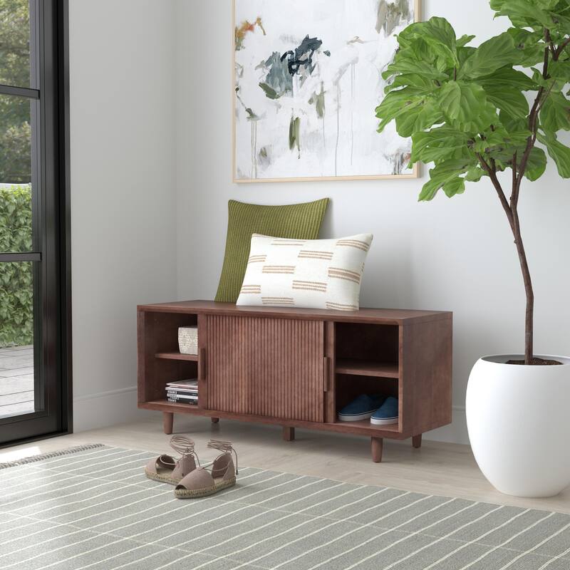 SEI Furniture Parkdell Storage Bench with Sliding Doors