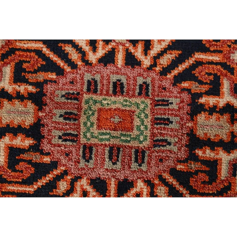 Orange Medallion Heriz Serapi Oriental Rug Hand-Knotted Wool Carpet - 8'1" x 9'11"