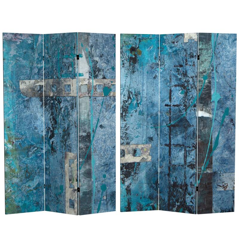 Handmade 6' Double Sided Blue Dream Canvas Room Divider