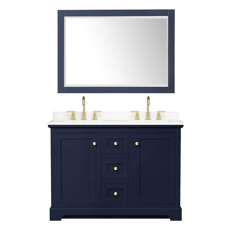 Avery 48-inch Double Vanity, Quartz Top, 46-inch Mirror