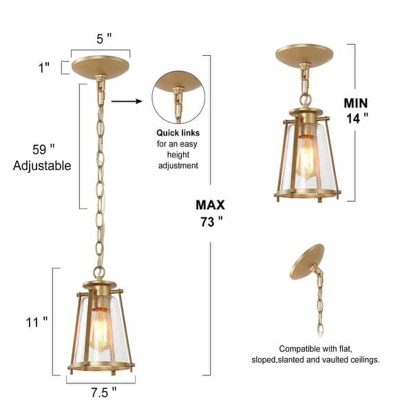 Modern 1-light Gold Pendant Glass Kitchen Island Lighting For Dining 