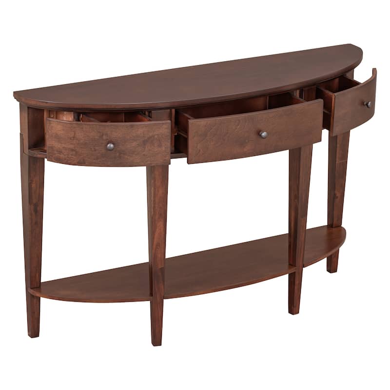 Modern Curved Console Table Sofa Table with 3 drawers and 1 Shelf for Hallway, Entryway, Living Room