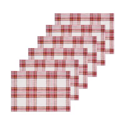 Gracelyn Plaid Placemats Set of 6, 13" x 19"