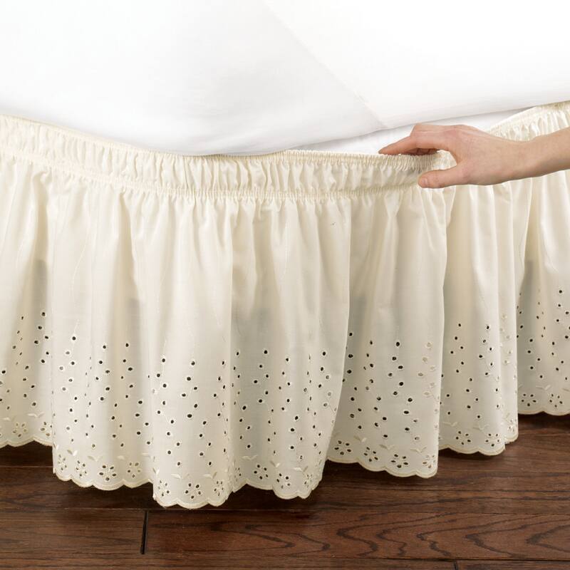 Eyelet Bedskirt Ruffle - Ivory - Queen/King