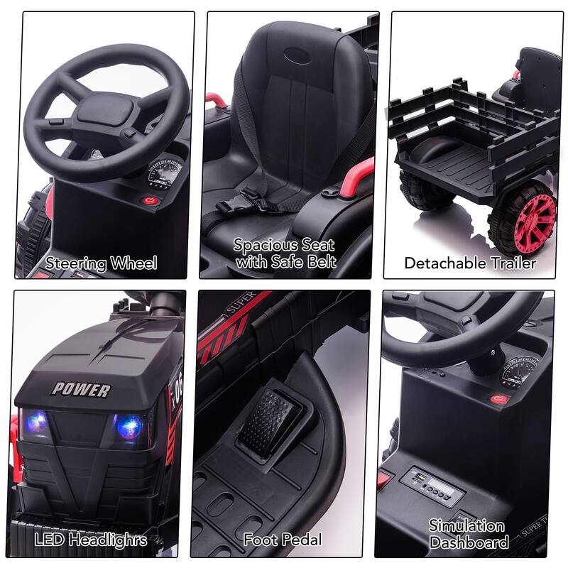 12V Kids Ride On Tractor with Trailer