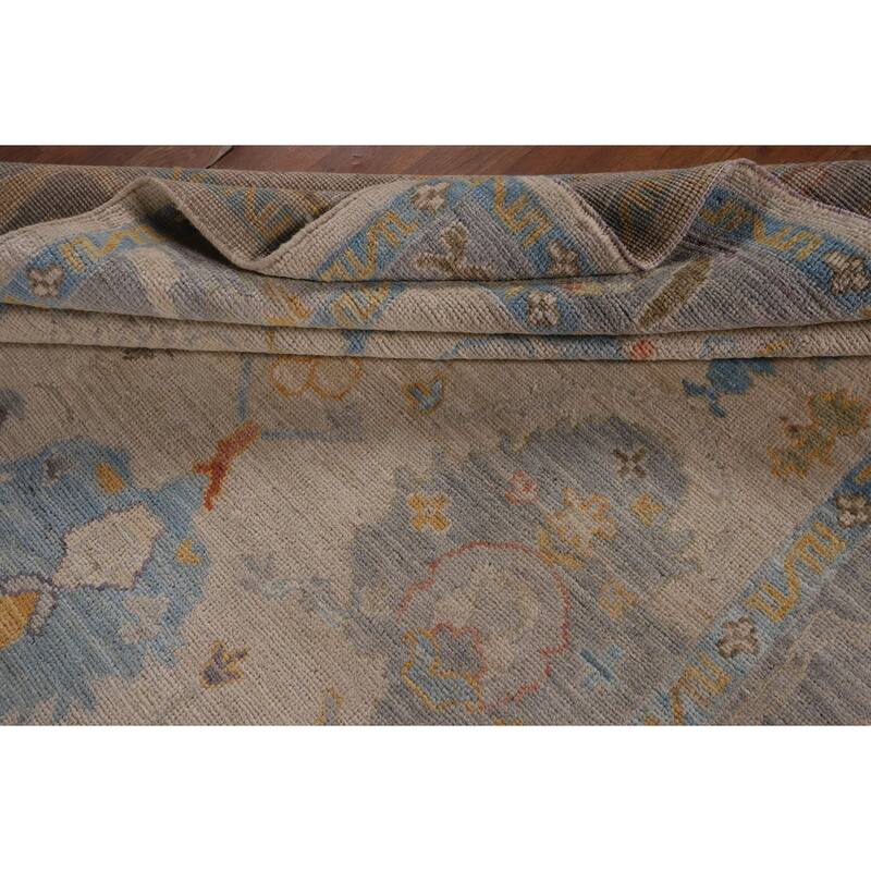 Vegetable Dye Oushak Area Rug Handmade Beige Wool Carpet - 5'0"x 6'10"