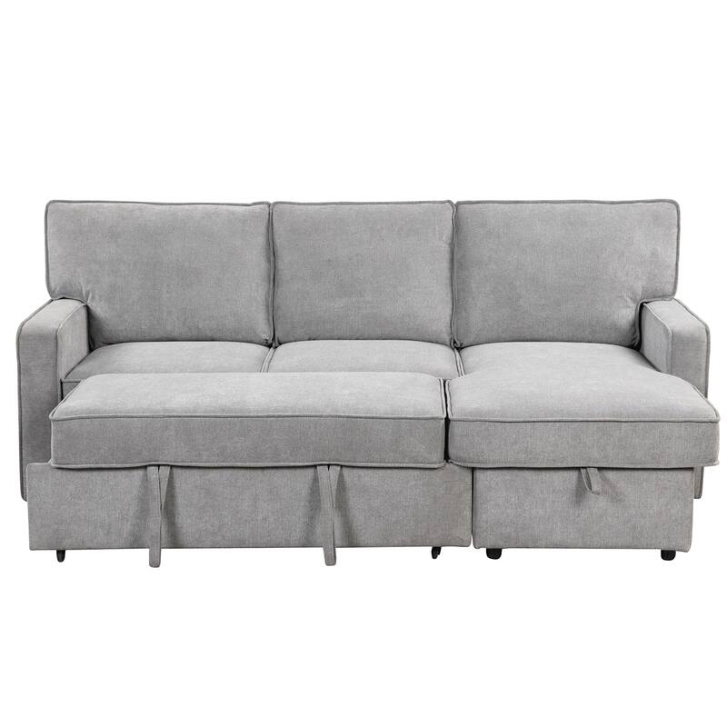 Merax Upholstery Sleeper Sectional Sofa with Storage Space, USB port