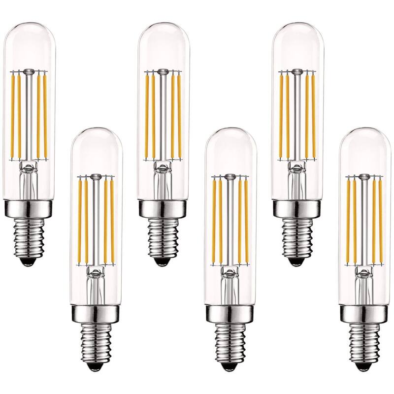 Luxrite Vintage E12 LED Bulb T6.5 3500K Natural White 500LM Dimmable 5W Edison Filament Tubular Light Bulb UL 6 Pack - 3500K (Natural White)