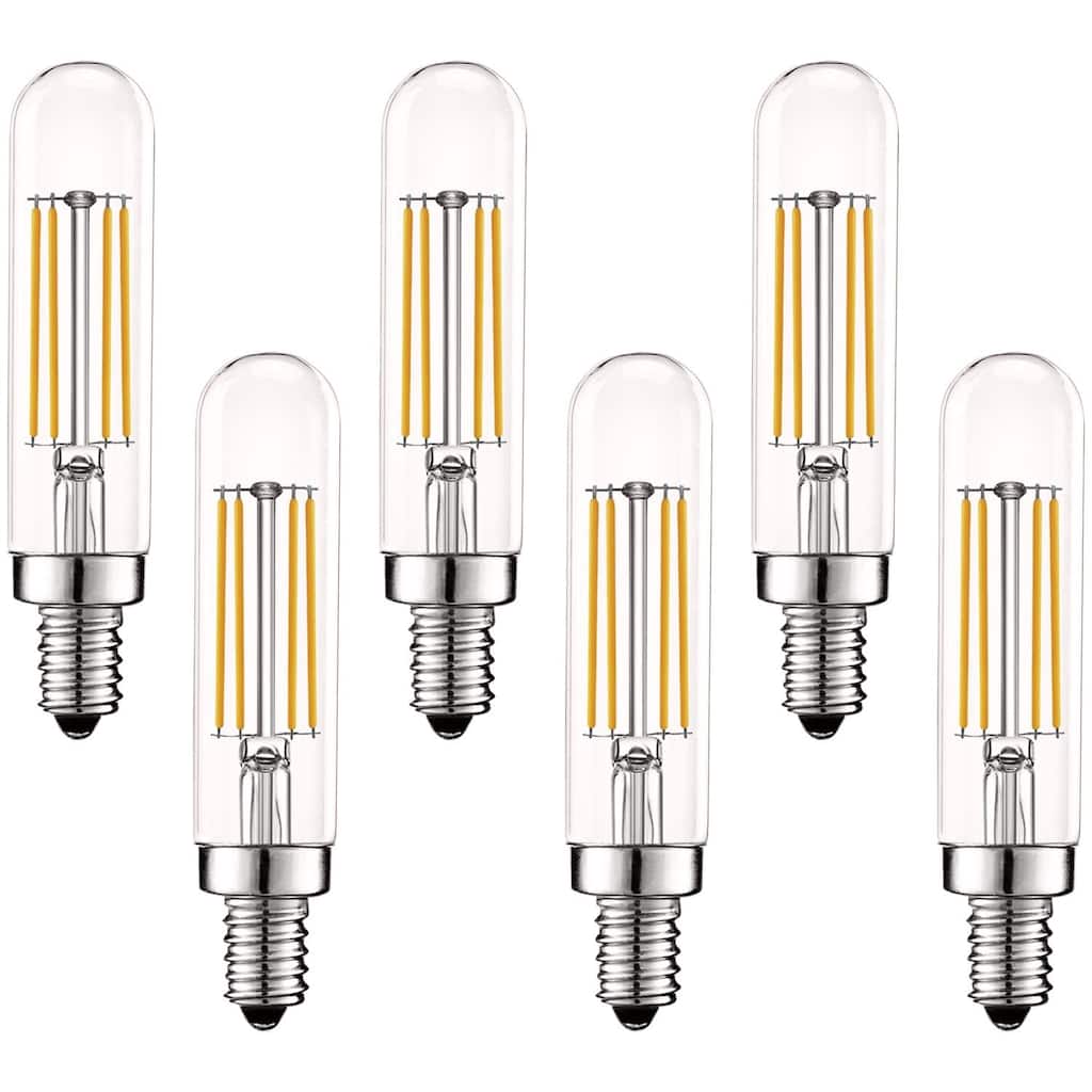 Luxrite Vintage E12 LED Bulb T6.5 3500K Natural White 500LM Dimmable 5W Edison Filament Tubular Light Bulb UL 6 Pack