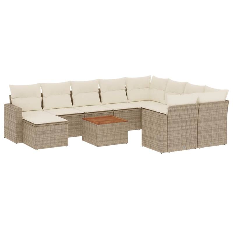 vidaXL Patio Sofa Set with Cushions Outdoor Furniture 11 Piece Poly Rattan - 21.7 x 21.7 x 14.6